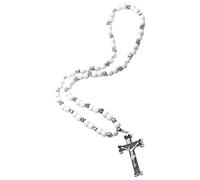 QUXVUIS Sofisticado Collar De Rosario Religioso De Para Madera Cadena Con Cruz De Metal Regalo Único Para El Día De La Madre Y Días Festivos Collar De Cruz De Aleación De