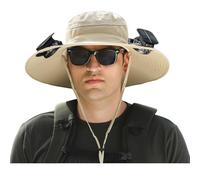 QUXVUIS Sombrero de Pescador con Ventiladores de refrigeración Solar para una protección Solar eficaz y se Puede aplicar Durante 8 a 16 Horas. También se Puede, Caqui
