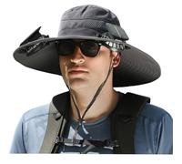 QUXVUIS Sombrero de Pescador con Ventiladores de refrigeración Solar para una protección Solar eficaz y se Puede aplicar Durante 8 a 16 Horas. También se Puede, Gris Oscuro