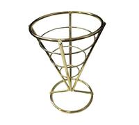 QUXVUIS Soporte para papas fritas en forma de cono, versátil para diversos bocadillos y golosinas fritas, herramienta versátil en la cocina. Soporte de alambre metálico reutilizable, Oro