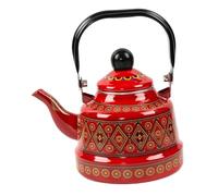 QUXVUIS Tetera de cerámica esmaltada con diseño floral, duradera, de 5 l, sin silbidos, para agua caliente, ideal para el hogar y la cocina, Rojo, Estilo A