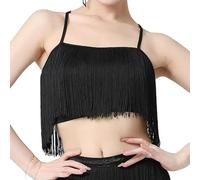 QUXVUIS Top corto de baile latino Mujer Danza latina Halter Top Rendimiento Festival Trajes Trajes Ropa de vientre indio Cómodo Versátil De moda Poliéster, Negro, METRO