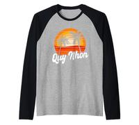 Quy Nhon Retro Sunset Design Vietnamita Beach Camiseta Manga Raglan