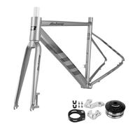 QUYCOIU 700c Cuadro Bicicleta De Carretera Horquilla 19"20" Liberación Rápida 9x100/10x135Mm Cuadro Freno De Disco Aleación Aluminio 6061 Cableado Semiinterno Eje Pedalier 68 Mm(Gray,19")