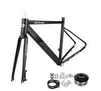 QUYCOIU 700c Cuadro Bicicleta De Carretera Horquilla 19"20" Liberación Rápida 9x100/10x135Mm Cuadro Freno De Disco Aleación Aluminio 6061 Cableado Semiinterno Eje Pedalier 68 Mm(Black,20")