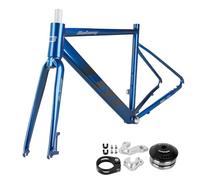 QUYCOIU 700c Cuadro Bicicleta De Carretera Horquilla 19"20" Liberación Rápida 9x100/10x135Mm Cuadro Freno De Disco Aleación Aluminio 6061 Cableado Semiinterno Eje Pedalier 68 Mm(Blue,20")
