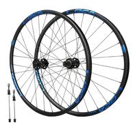 QUYCOIU Juego De Ruedas Para Bicicleta De Montaña 26/27,5/29" Buje Cierre Rápido 28 Agujeros 100/135 Mm Rodamientos Center-Lock Freno De Disco Para Cassettes De 7-12 Velocidades(Black-blue,29in)