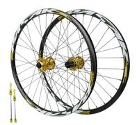 QUYCOIU Juego Ruedas 24" Para Bicicleta Montaña Frenos De Disco 32 Agujeros Cierre Rápido 100/135Mm Delanteras Traseras Bicicleta Juvenil Velg Van Aluminiumlegering 7-12 Velocidades(Yellow)