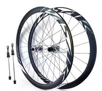 QUYCOIU Juego Ruedas Delanteras Y Traseras Bicicleta Carretera Todoterreno 700C Desmontaje Rápido Llantas De Doble Altura 36 Mm 9*100/10*135Mm Bujes HG 24H Freno De Disco 7-12 Velocidades(Colorful)