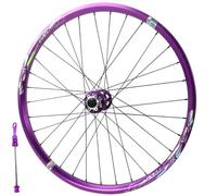QUYCOIU Rueda Delantera De Bicicleta De Montaña 24/26/27,5/29" Buje HG De Liberación Rápida 9 × 100 Mm 2 Rodamientos Freno De Disco Llanta De Aleación De Aluminio Rueda De Bicicleta(Purple,26in)