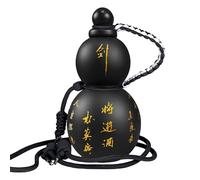 QuyiFa Botella de agua de calabaza, fanático del juego Black Myth God Ordained Mean Wukong, botella de agua transparente de estilo calabaza de inspiración retro china, termo reutilizable, (A negro)
