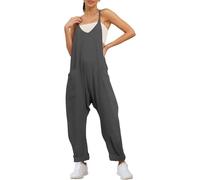 QuyiFa Monos de maternidad para mujer, mono de embarazo, mono de gran tamaño - maternidad y posparto, monos de pierna ancha. (gris oscuro,M)