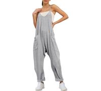 QuyiFa Monos de maternidad para mujer, mono de embarazo, mono de gran tamaño - maternidad y posparto, monos de pierna ancha. (gris,M)