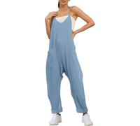 QuyiFa Monos de maternidad para mujer, mono de embarazo, mono de gran tamaño - maternidad y posparto, monos de pierna ancha. (azul,XL)