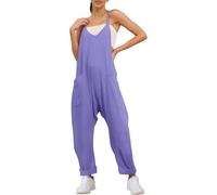 QuyiFa Monos de maternidad para mujer, mono de embarazo, mono de gran tamaño - maternidad y posparto, monos de pierna ancha. (violeta claro,XL)