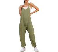 QuyiFa Monos de maternidad para mujer, mono de embarazo, mono de gran tamaño - maternidad y posparto, monos de pierna ancha. (Verde militar,L)