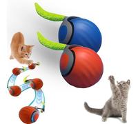 QuyiFa Speedy Tail 2.0 Cat Power Ball, Juguete Interactivo para Gatos de Interior, Pelota de Juguete Inteligente Recargable por USB, Ajuste de Dos velocidades. (Azul+Color Naranja)
