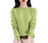 QuyiFa Suéteres de Cachemira para Mujer, jerséis de Cachemira, suéter de Lana Merino para Mujer, suéter de Punto Ligero (Verde Claro,M)