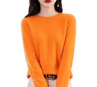 QuyiFa Suéteres de Cachemira para Mujer, jerséis de Cachemira, suéter de Lana Merino para Mujer, suéter de Punto Ligero (Color Naranja,M)