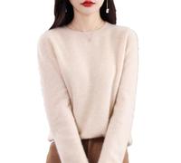 QuyiFa Suéteres de Cachemira para Mujer, jerséis de Cachemira, suéter de Lana Merino para Mujer, suéter de Punto Ligero (Beige,S)