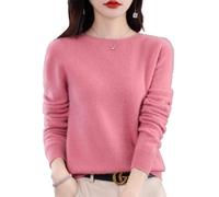 QuyiFa Suéteres de Cachemira para Mujer, jerséis de Cachemira, suéter de Lana Merino para Mujer, suéter de Punto Ligero (Rosa,L)