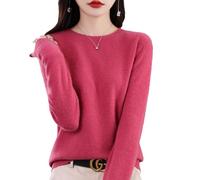 QuyiFa Suéteres de Cachemira para Mujer, jerséis de Cachemira, suéter de Lana Merino para Mujer, suéter de Punto Ligero (Color Frambuesa,XL)