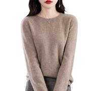 QuyiFa Suéteres de Cachemira para Mujer, jerséis de Cachemira, suéter de Lana Merino para Mujer, suéter de Punto Ligero (Camello,XXL)