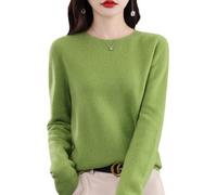 QuyiFa Suéteres de Cachemira para Mujer, jerséis de Cachemira, suéter de Lana Merino para Mujer, suéter de Punto Ligero (Verde,S)