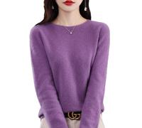 QuyiFa Suéteres de Cachemira para Mujer, jerséis de Cachemira, suéter de Lana Merino para Mujer, suéter de Punto Ligero (Púrpura,XL)