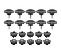 Quystetes 10 juegos de pie nivelador ajustable de 45 mm de diámetro de base de 25 mm x 25 mm, kit de inserción de tubo cuadrado