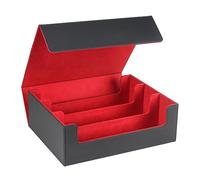 Quystetes 1800+ Card Deck Case para Trading Cards, Magnetic Card Storage Box Top Side-Loading Deck Case Game Cards Box Negro & Rojo