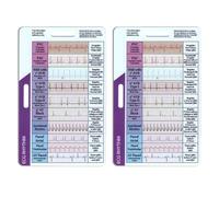 Quystetes 2 Tarjetas de Bolsillo para Medir el Ritmo de ECG/EKG, Tarjetas de Bolsillo para Interpretar el Ritmo de ECG, Calibradores de ECG