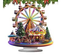 Quystetes Adornos de escritorio de acrílico con forma especial de Navidad FerrisWheel 2D, decoración para el hogar, oficina, estantería