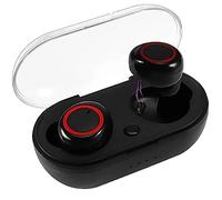 Quystetes Auriculares Bluetooth Y10 Binaurales Bluetooth Y30 con compartimento de carga, negro y rojo
