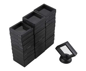 Quystetes Caja de ExhibicióN de Monedas - Conjunto de 30 Soportes de ExhibicióN de Flotante 3D con Soportes para Monedas de DesafíO, Medallones AA, Joyas, Negro