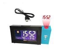 Quystetes Despertador Digital de ProyeccióN FuncióN de RepeticióN de Fecha Proyector de RetroiluminacióN de áNgulo Ajustable Reloj LED con ProyeccióN de Tiempo