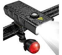 Quystetes Luces de Bicicleta Potentes de 7000 LúMenes Delanteras y Traseras, de Bicicleta Impermeable Recargable USB Superbrillante de 5 LED