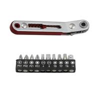 Quystetes Mini llave de trinquete de cabeza de codo con de destornillador de desplazamiento de 90 grados con juego de brocas, llave de trinquete de doble cabeza de accionamiento, herramienta de