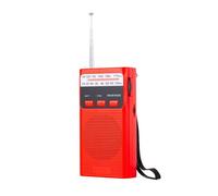Quystetes Mini Radio FM Am de Bolsillo, Radios Portátiles Recargables con Linterna LED, Compatible con Auriculares de 3,5 mm, Tarjeta TF, Color Rojo