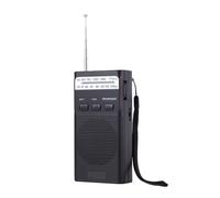 Quystetes Mini Radio FM Am de Bolsillo, Radios Portátiles Recargables con Linterna LED, Compatible con Auriculares de 3,5 mm, Tarjeta TF, Color Negro