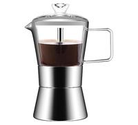 Quystetes Moka - Cafetera espresso de inducción con tapa de vidrio y acero inoxidable, cafetera italiana clásica, 240 ml