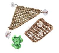 Quystetes Paquete de 2 Hamacas de DragóN Barbudo, DecoracióN de Escalada de Reptiles, Tumbona de Hamaca de Tela de Hierba Marina 100% Natural para Reptiles