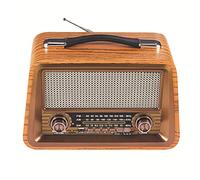 Quystetes Radio PortáTil Retro de Madera Altavoces InaláMbricos Bluetooth HiFi EstéReo Am/FM Radio Player USB TF AUX MP3, Color Amarillo Madera