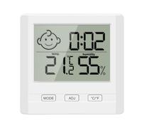 Quystetes Termómetro higrómetro digital para interiores con visualización de tiempo, medidor preciso de temperatura y humedad para el hogar, oficina, sala de lactancia, invernadero, almacén y más
