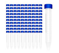 Quystetes Tubos de centrífuga de plástico de 15 ml con tapa de rosca, 100 tubos cónicos de 15 ml con 1 estante de tubo centrífugo