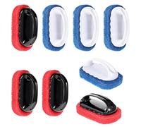 QuZCarious Paquete de 8 limpiadores de cepillos de teca con mango, cepillo de limpieza de teca, almohadillas para fregar, estropajos para un pulido simple y fácil, refinado, limpieza de accesorios de