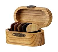 Quzente Estuche para púas de guitarra, soporte ovalado de madera hecho a mano, práctica caja para púas de pulgar para tocador, estante, armario, multicolor, 8x4x4cm, Unisex