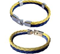 Qvhgnxcm Pulsera de cuero ucraniano personalizado Multi-capa Pulsera de color de la bandera tejida Accesorios para la fiesta de moda para adultos Hombres y mujeres Regalo simple ucraniano