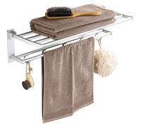 QVIVI Toalleros Sin Taladro, Toallero De Baño Doble Plegable, Barra De Toalla De Aluminio para Colgar En Pared Soporte con Gancho Extraíble 60CM