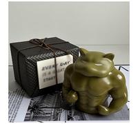 QVK Creative Dog Head Muscle Man Taza de café de cerámica 3D con tapa, embalaje exquisito, adecuada para café americano, té, latte (verde)